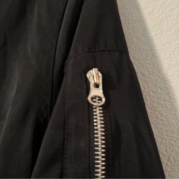 Women’s Lush Black Bomber Jacket with Silver Zippers Medium - Picture 5 of 14